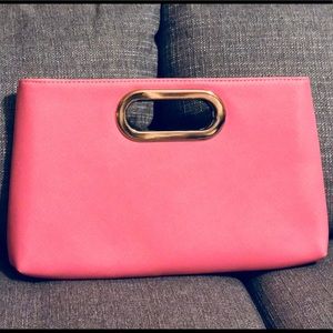Pink Clutch with Gold Handle👛